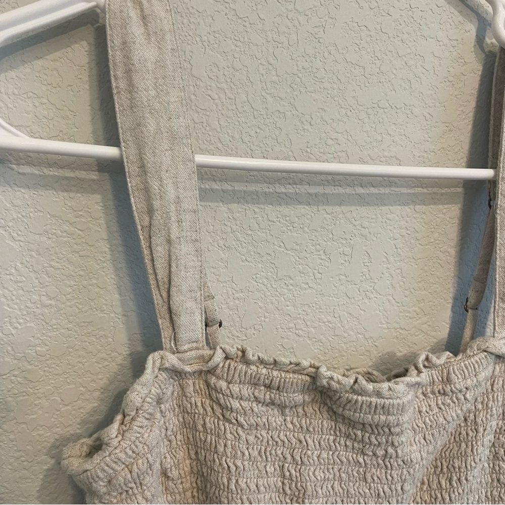 Abercrombie & Fitch Smocked Linen Blend Romper Tan Size M - Picture 8 of 12